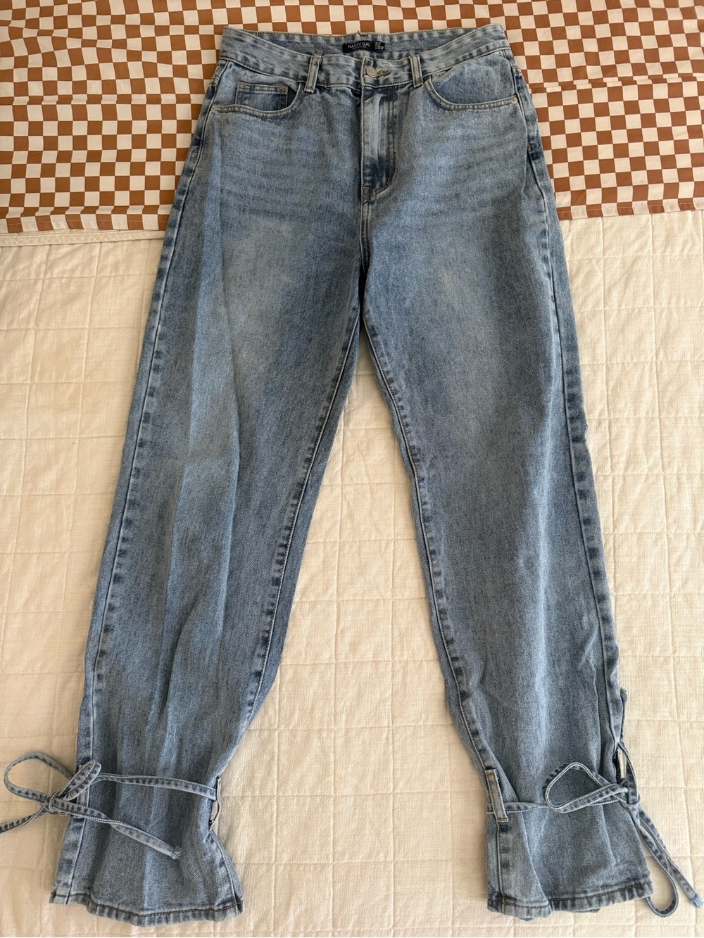 Light Blue Women's High-Rise Tie-Hem Jeans